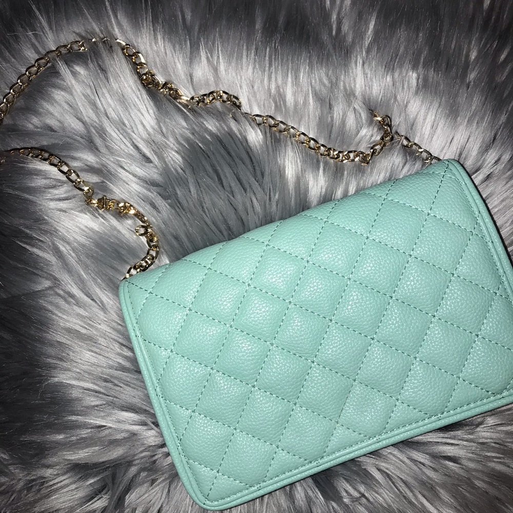 Aqua & gold purse